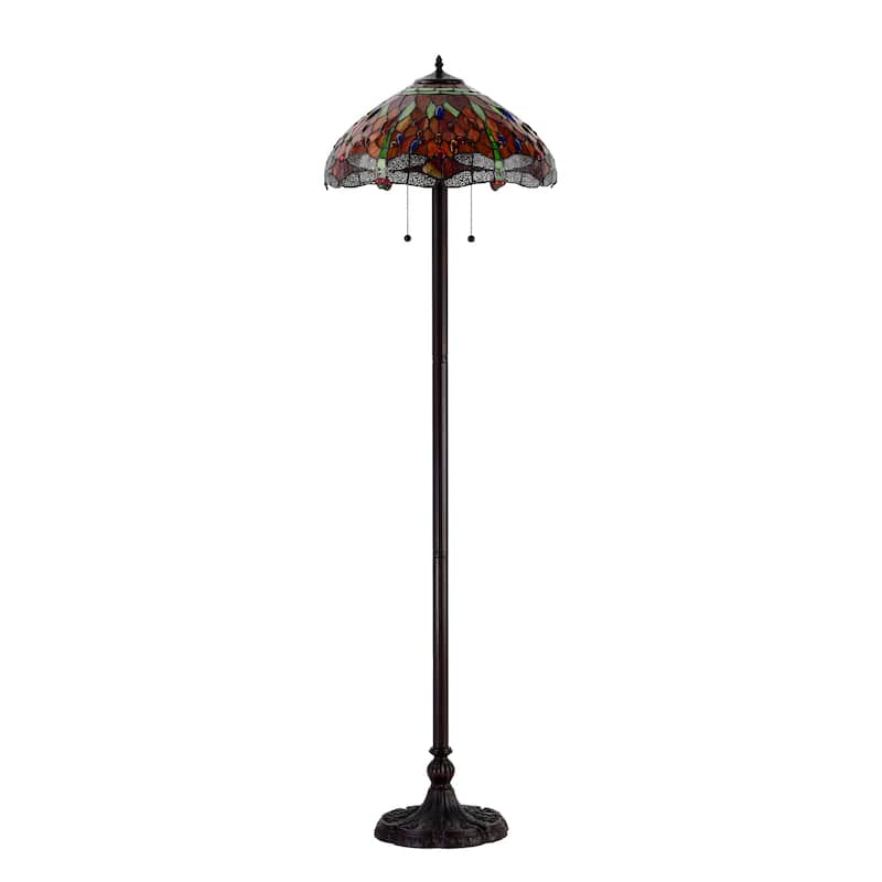 Copper Grove Simeonov Tiffany-style Blue Dragonfly Floor Lamp