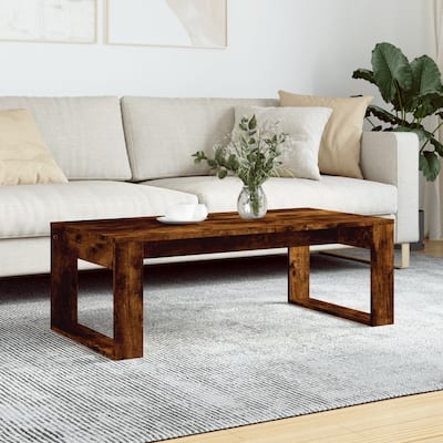 vidaXL Coffee Table White/Black/Brown Oak/Smoked Oak 40.2"x19.7"x13.8" Engineered Wood - 40.2" x 19.7" x 13.8"