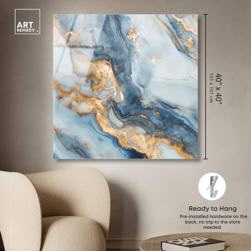 Golden Cloud Marble Acrylic by Art Remedy, Ready to Hang