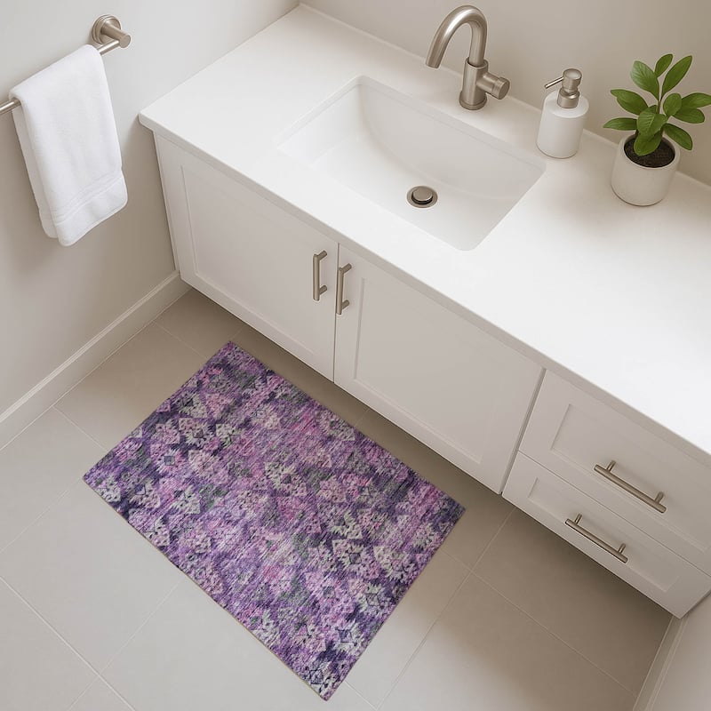 Premium Washable Super Soft Boho Medallions Mayfield Rug - Eggplant - 1'8" x 2'6"
