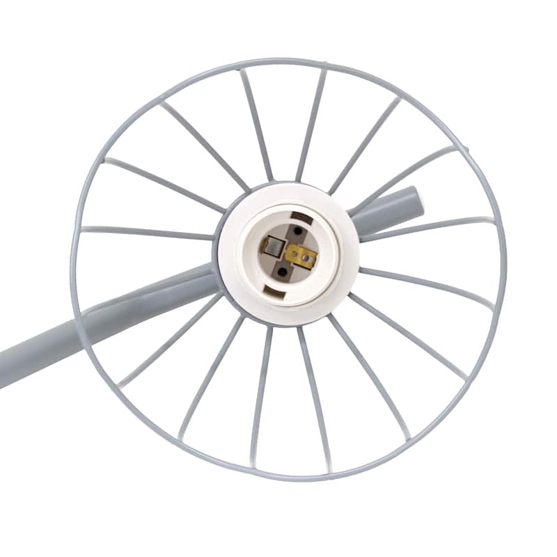 Metal Industrial Cage Floor Lamp with Curved Arm and Rotary Switch - 9.57 x 7.87 x 54.50 in. (L x W x H)