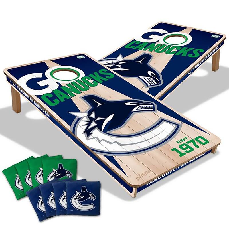 Vancouver Canucks NHL 2x4 Cornhole Board Set - Include Team Bags + LED Lights