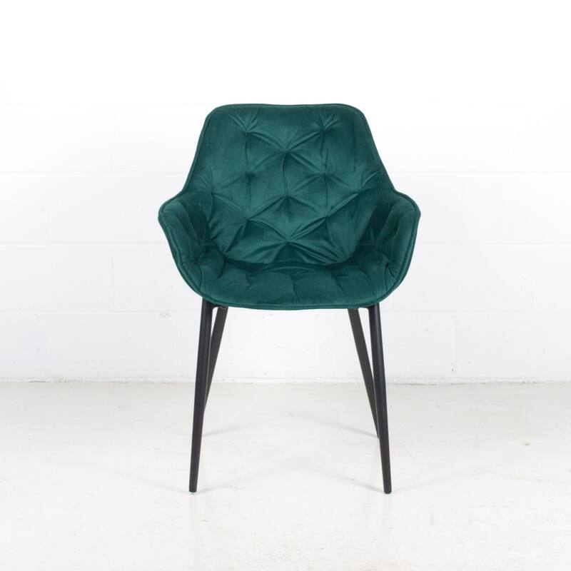 (Set of 2) Marcela Scandinavian Tufted Velvet & Metal Accent Arm Chair