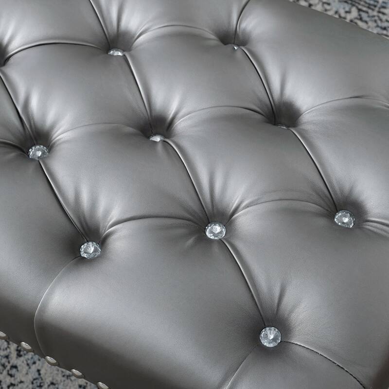 Roundhill Furniture Decor Maxem Tufted Upholstered Seat with Nailhead Trim Bench