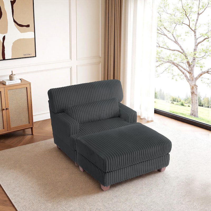 Oversized Chaise Longue Accent Chair with Ottoman