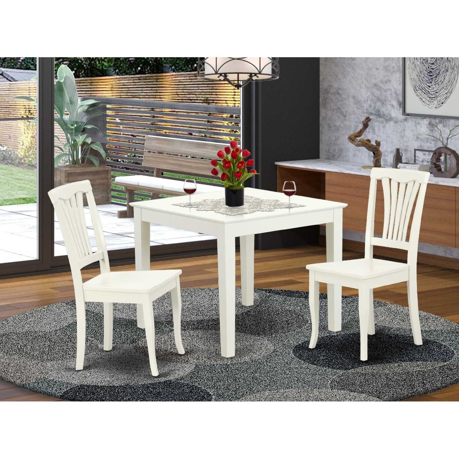 Square Dining Set 36 Inch Table with 2 Chairs - Classic Comfort Patio Furniture