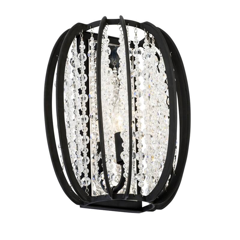 Caesar 1-Light Flush Black Crystal Wall Sconce