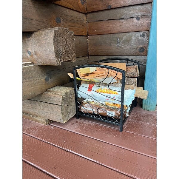 PHI VILLA 16 Inch Firewood Log Rack Decorative Indoor/Outdoor Steel  Fireplace Wood Holder Storage Brackets Holder, Black Wave - Bed Bath u0026  Beyond - 32563635