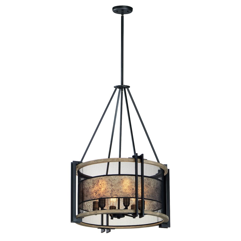 Boundry 6-Light Chandelier in Black / Barn Wood / Antique Brass