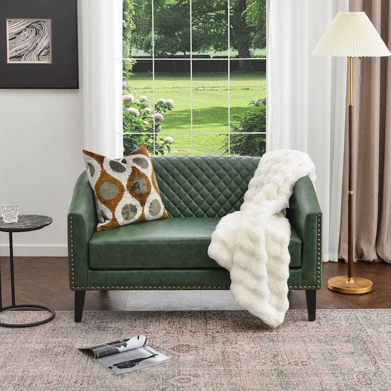 KINWELL 3-Piece PU Living Room Sets 1 Loveseat 2 Swivel Chairs