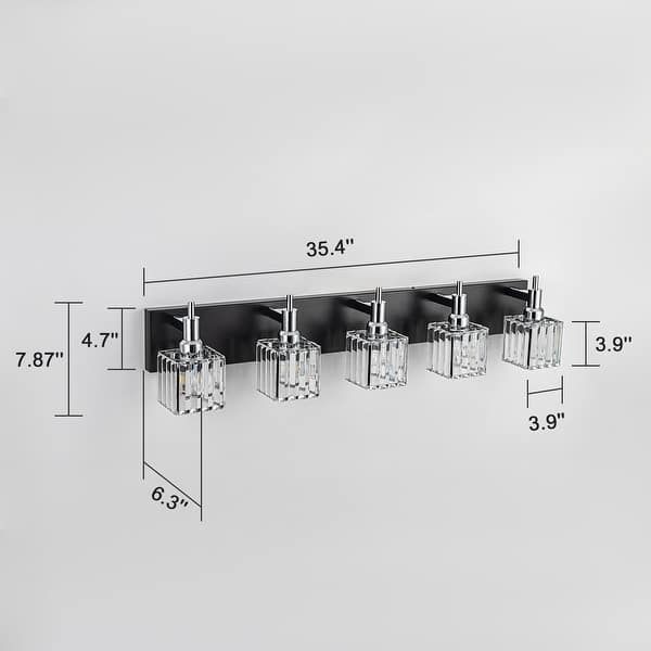 dimension image slide 1 of 23, 2/3/4-Light Modern Bathroom Crystal Vanity Light Wall Sconces