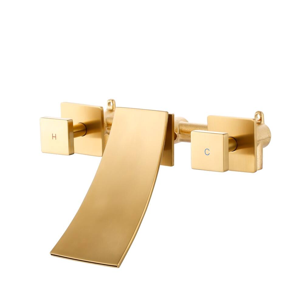 WOWOW Double Handle Wall Mounted WaterFall Bathroom Faucet