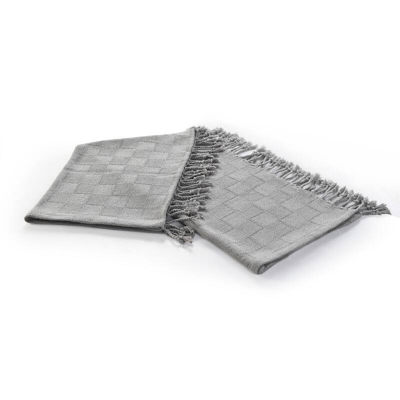 50" X 60" Gray Woven Cotton Throw Blanket with Fringe