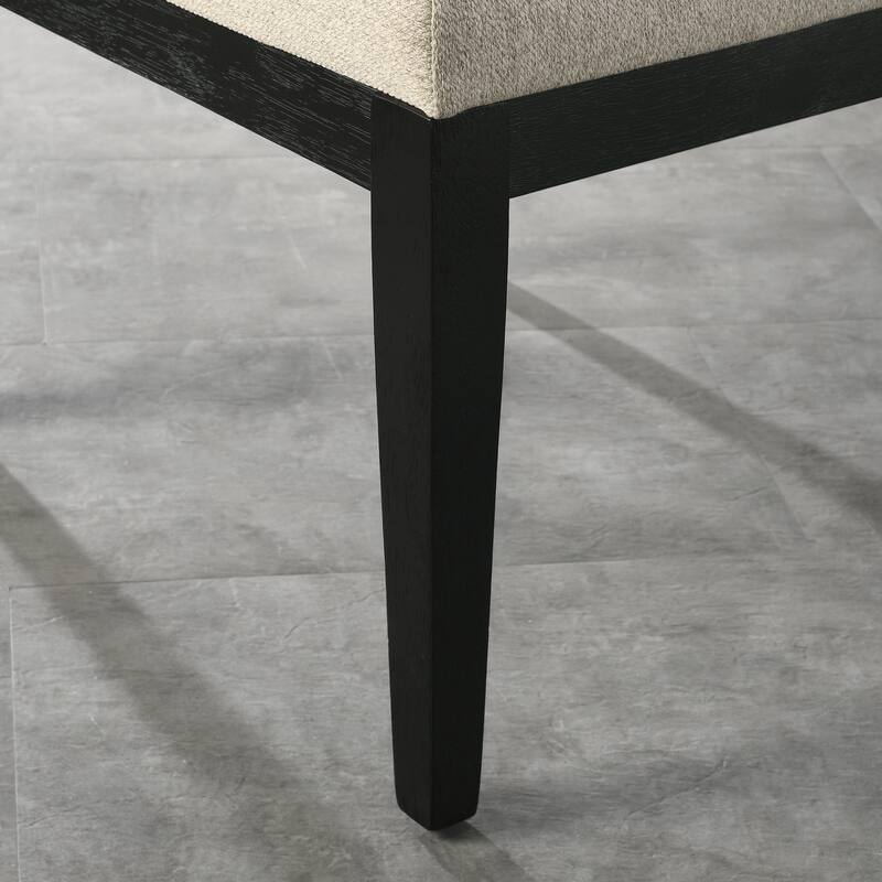 Modern Solid Wood Dining Chairs with Fabric Seats and Rubberwood Legs, for Dining Rooms, Set of 2, Beige