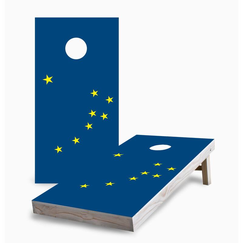 Alaska State Flag Corn Hole Board Set w Case & Lights - 16 Years and Up