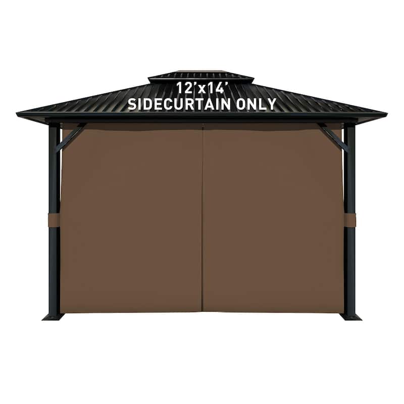 Aoodor Gazebo Curtain Replacement - Patio Privacy Curtains with Double Zipper(Curtain Only) - 12'x14' - Brown