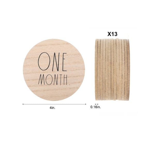 dimension image slide 1 of 2, Rae Dunn Baby Milestone Wooden Discs - Set of 13