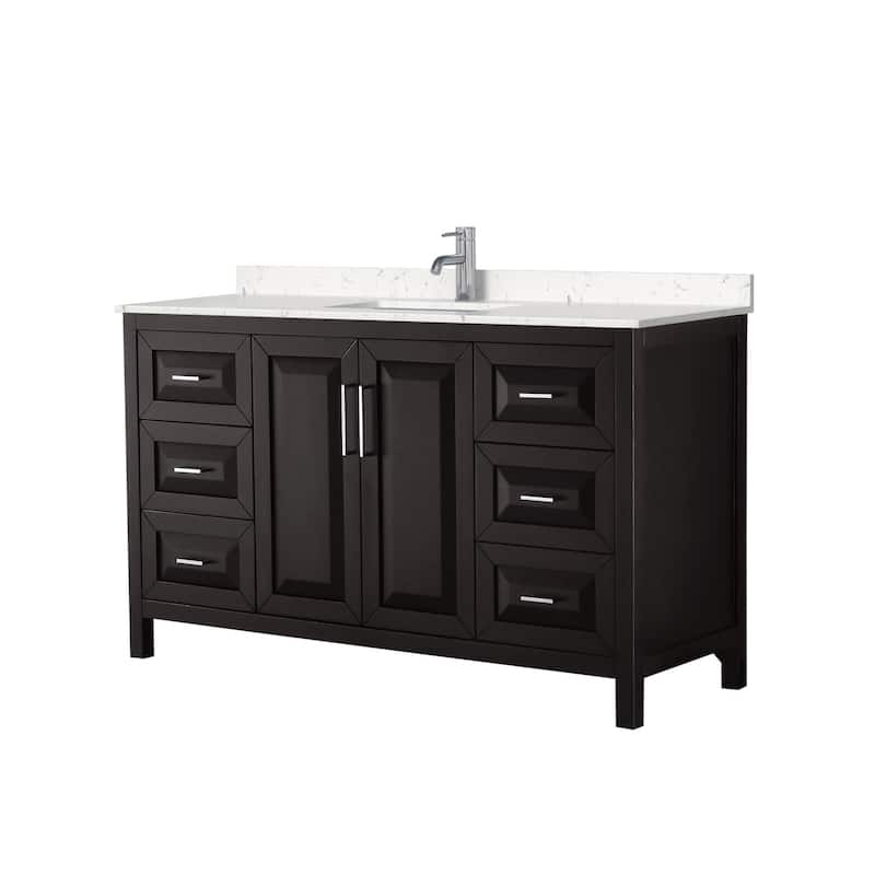 Wyndham Collection Daria 60" Free Standing Single Basin Vanity Set - Dark Espresso / Carrara Cultured Marble Top /