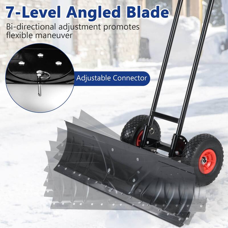 Costway 36" Snow Shovel Pusher with 10" Inflatable Wheels Adjustable - See Details