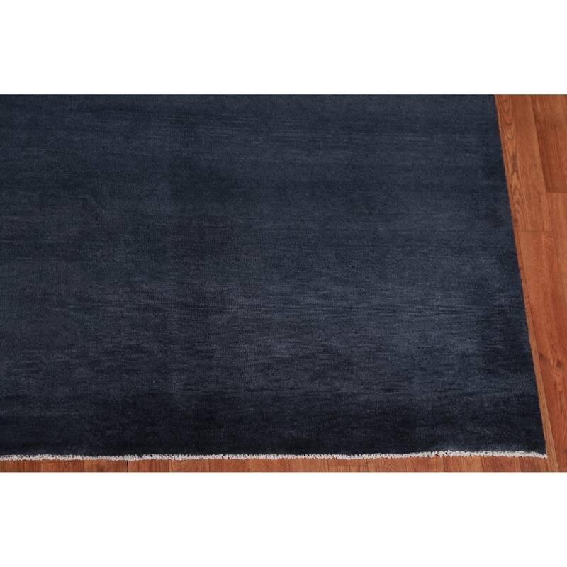 Hand Knotted Oriental 100% Wool Carpet Modern Solid Greys & Charcoal Gabbeh Area Rug - 12' 1'' X 9' 5''