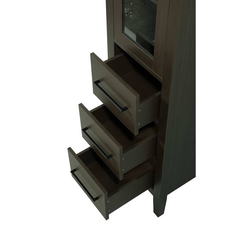 Laura 16-28 Inch Bath Storage Glass Cabinet