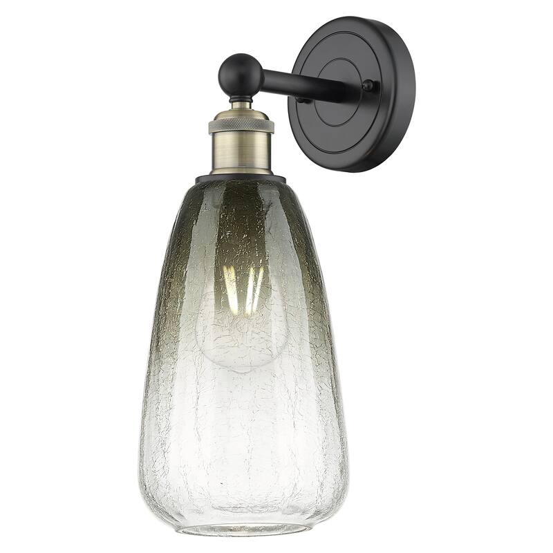 Innovations Lighting 616-1W-16-6 Brookhaven Almond Sconce Brookhaven - Black Antique Brass / Slate