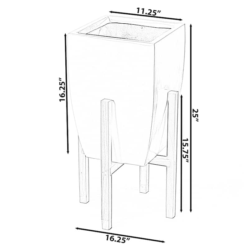 Green Indoor Decorative Square Planter With Wooden Stand