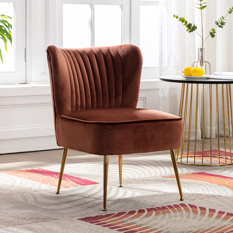 Haven Contemporary Velvet Upholstered Accent Chair - Brown