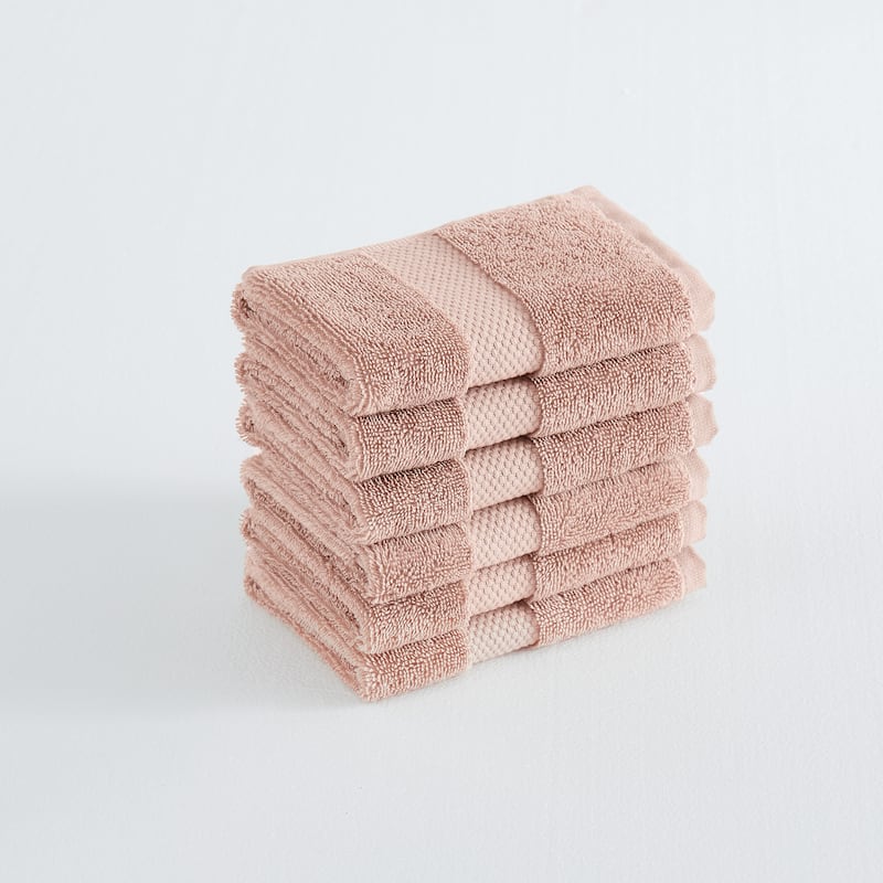 Royal Velvet Turkish Cotton Towel - Same Size Set - 6 Wash Cloths - Blush