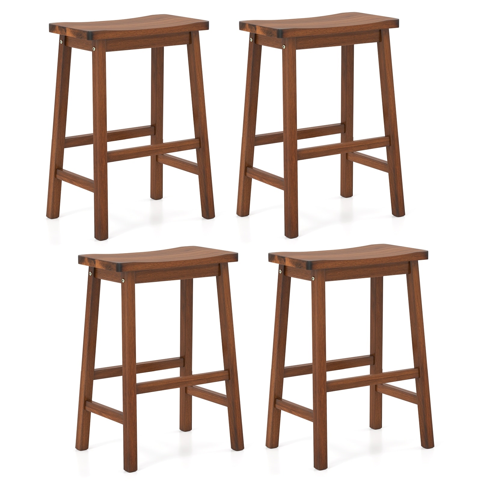Gymax Saddle-Seat Counter Height Stools Set of 4 Backless Barstools w/