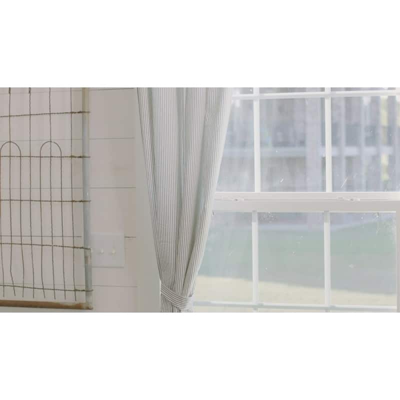 Hatteras Seersucker Blue Ticking Stripe Panel Set of 2 84x40 - Panel 84x40