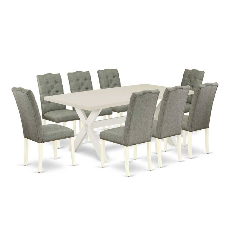 Modern Kitchen Table Set with 8 Chairs - Rectangular Wood Dining Table & Parson Chairs