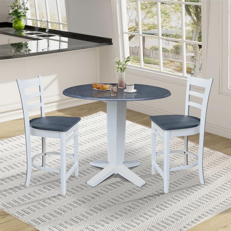 42" Round Drop Leaf Table with Stools