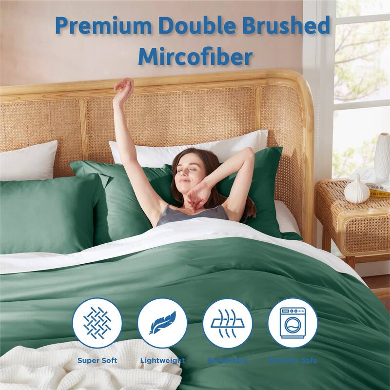 Nestl Ultra Soft Double Brushed Microfiber Duvet Cover Set with Button Closure