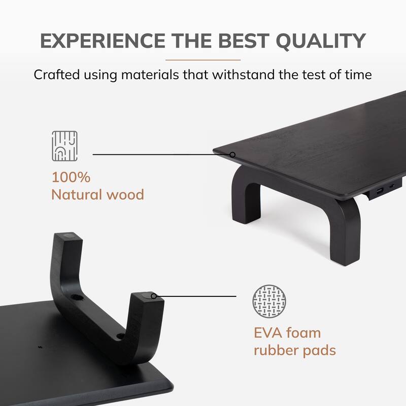 Jani Wood Monitor Stand Riser Desk - Ergonomic Design Stand, Desktop Organizer Table for Home, Office Workspace, Gaming Desk