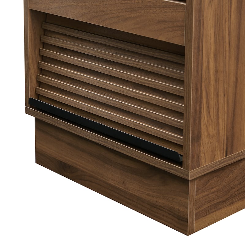 Mid Century Modern Nightstand with 2 Drawers and LED lights