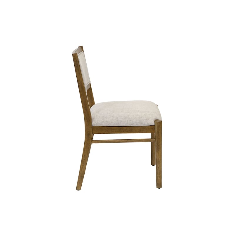 Two Wood Modern Upholstered Back Chairs, Dining Seats, Brown