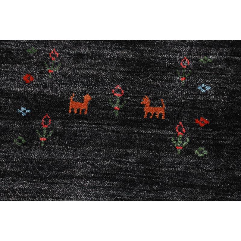 Gabbeh Oriental Area Rug Handmade Tribal Grey Silk Carpet - 8'11" x 11'11"