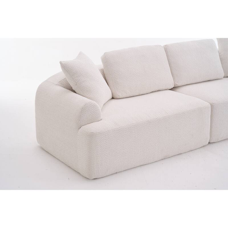 103.15" Fabric Classic 4-Seater Sofa with 4 Pillows