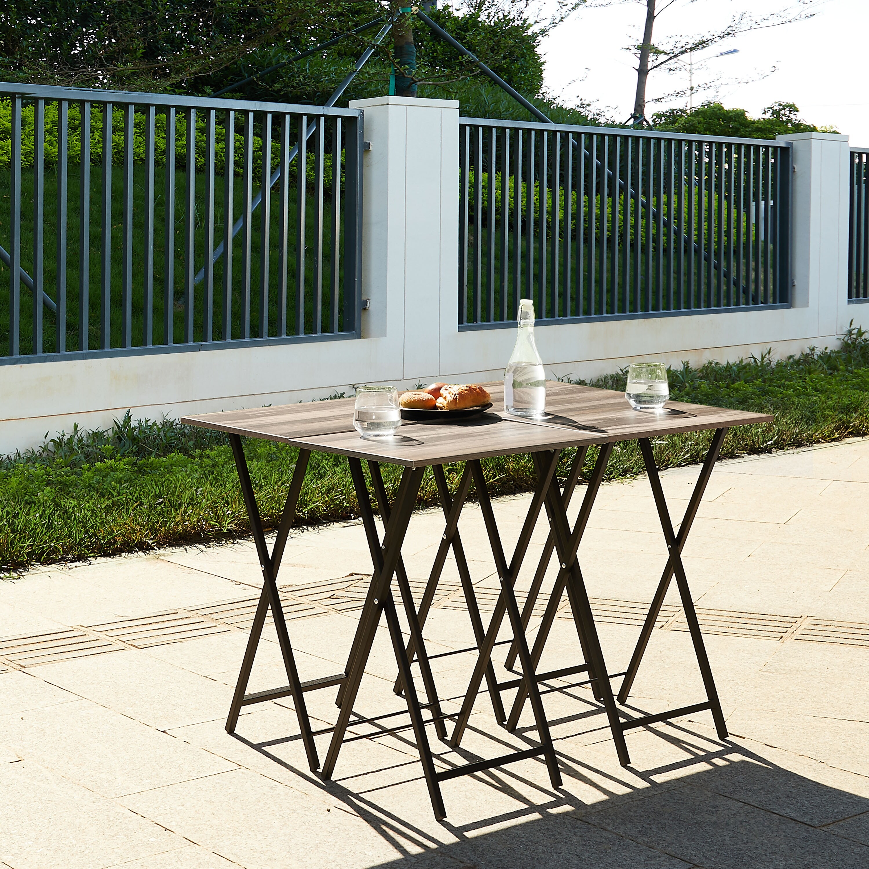 Industrial Folding TV Tray Tables Side Table for Small Space Snack Tables with Stable Metal Frame Noassembly Required Set of 4
