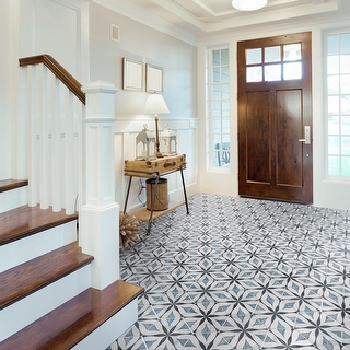 Merola Tile Cassis Hex Flower Black 8-5/8