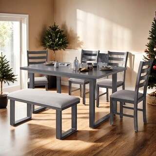 Elegant 6-Pieces Dining Table Set With 4 Chairs With Bench - Bed Bath ...