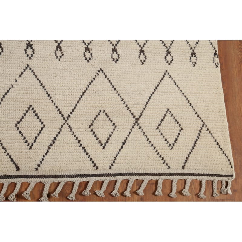 Trellis Moroccan Area Rug Hand-Knotted Wool Carpet - 7'11"x 10'9"