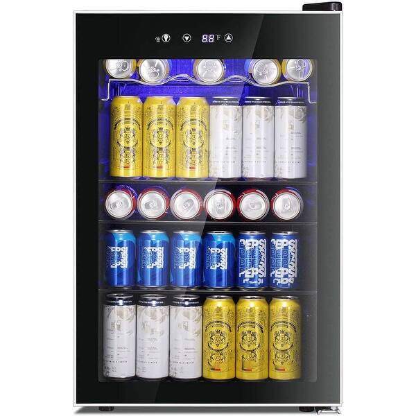 Ivation 126 Can Beverage Refrigerator, Freestanding Mini Fridge with Glass  Door - Stainless Steel 