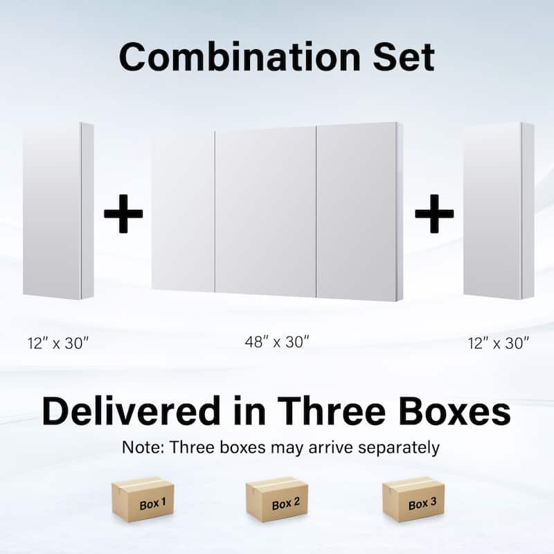 Bath 30'H Recessed or Surface Wall Mount Medicine Cabinet With Adjustable Glass Shelves