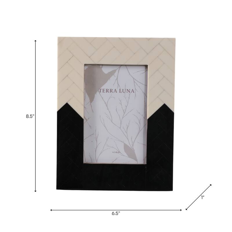 Resin Herringbone 2-Tone Photo Frame - Ivory
