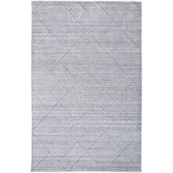 Gray 14x10 Rug 10' X 14' Gray And Silver Striped Hand Woven Area Rug - 3'6