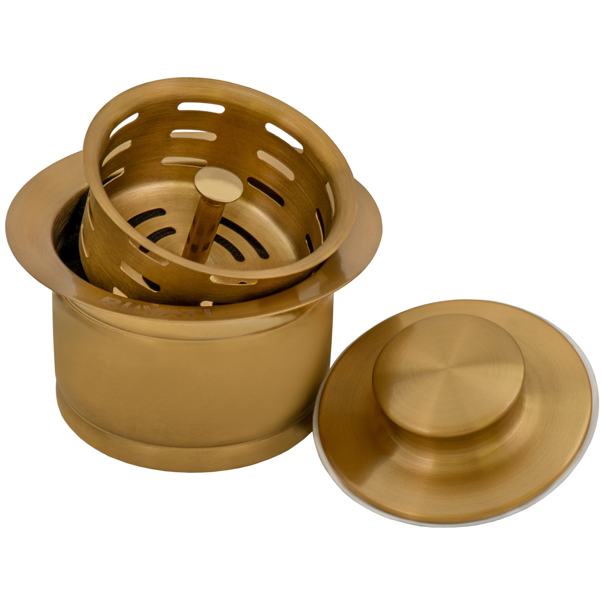 Ruvati Extended Garbage Disposal Flange with Deep Basket and Stopper – Brushed Gold – RVA1052GG - Stainless Steel
