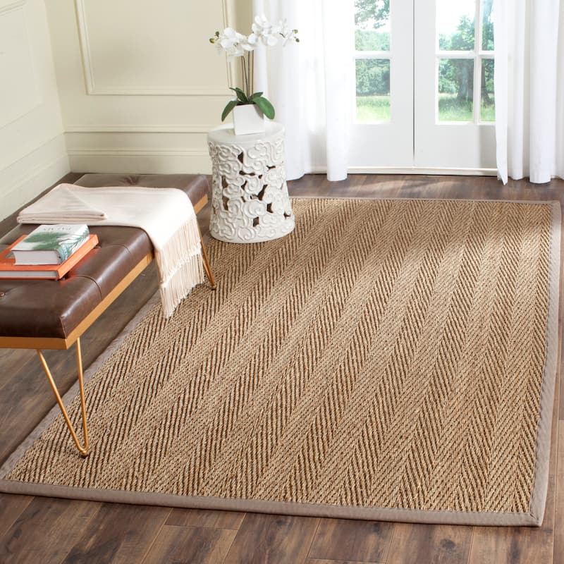 SAFAVIEH Natural Fiber Oceana Herringbone Seagrass Rug - 5' x 8' - Natural/Grey