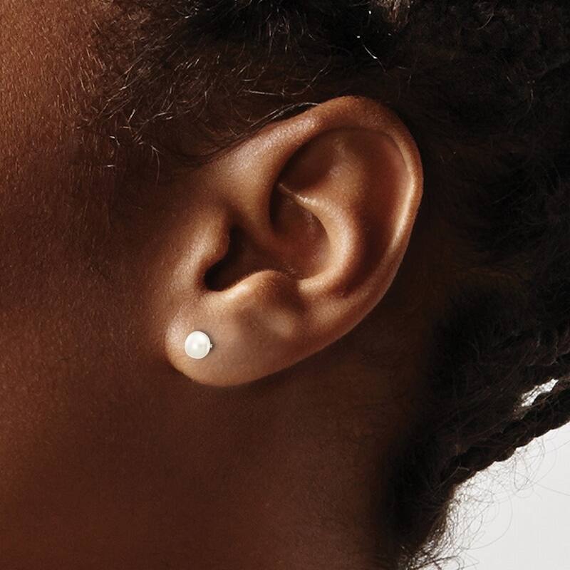Curata 10k White Gold 4mm-13mm White Button Freshwater Cultured Pearl Stud Earrings